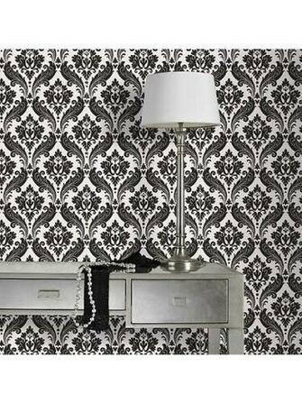 Graham Brown Pearl Black Vintage Flock Wallpaper House Of Fraser