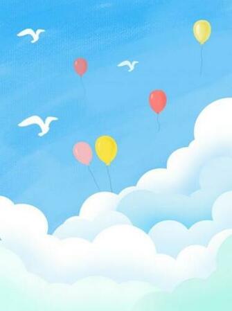 Cielo Azul Pintado A Mano Completa Con Fondo De Nubes Blancas