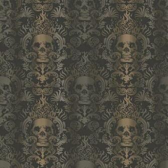 Chesapeake Tot47111 Luther Sand Skull Modern Damask Wallpaper