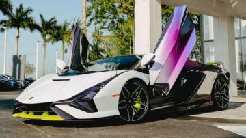 Lamborghini Sian Lands In Florida With Vibrant Purple Body Green Trim