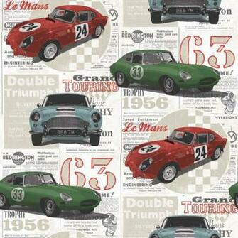 Fine Decor Vintage Race Cars Kids Bedroom Wallpaper Red Green Blue