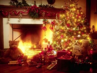 Christmas Tree And Fireplace Wallpaper Desktop