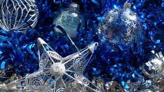 Blue And Silver Christmas Ornaments Wallpaper