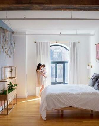 Marble Madness Calico Wallpaper Brooklyn Red Hook Apartment Master