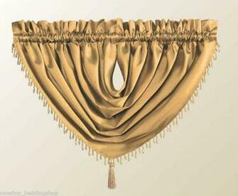 Designer Curtain Swag Faux Silk Beaded Tassel Latte Gold Colour