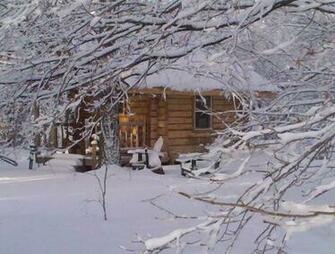 Description Log Cabin Covered In Snow Jpg