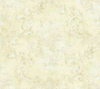 Gold White Damask Scroll Wallpaper Traditional