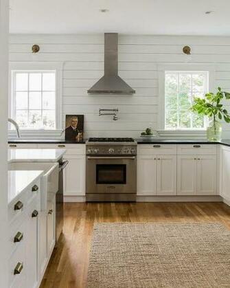 Kitchen With Horizontal Shiplap Backsplash Cottage