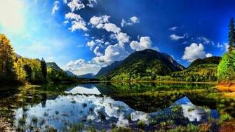 Sunshine Scenes Lake Mountain Wallpaper Full HD