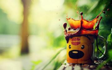 Cup Teddy Bear Coffee Spray Splash