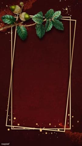 Oak Leaves With Rectangle Gold Frame Mobile Phone Wallpaper Vector