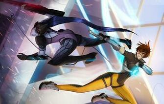 Wallpaper Overwatch Widowmaker Art Blizzard Amelie Lacroix Tracer