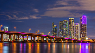 Beautiful Aerial Of Miami Skyline Wallpaper