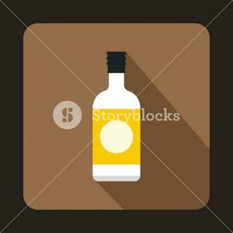 Sake Bottle Icon In Flat Style On A Coffee Background Royalty