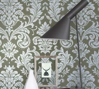 Eco Friendly Silver Grey Floral Damask Wallpaper Wall