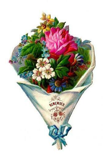 Antique Image Flower Clip Art Victorian Die Cut Of