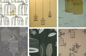Chuckebyrd Wall Art Decal Walnut Wallpaper Parakeet Bird Cage