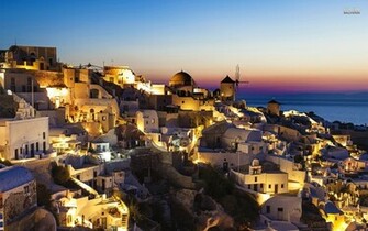 Santorini Greece Nightlife Wallpaper