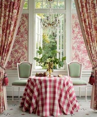French Country Decor Red Toile White Buffalo Check