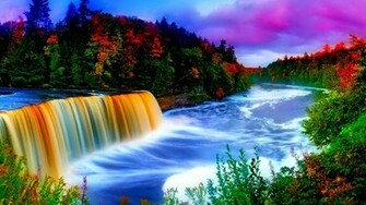Rainbow Waterfall Computer Wallpaper Desktop Background