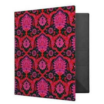 Vintage Brocade Wallpaper Binder Deep Green Red