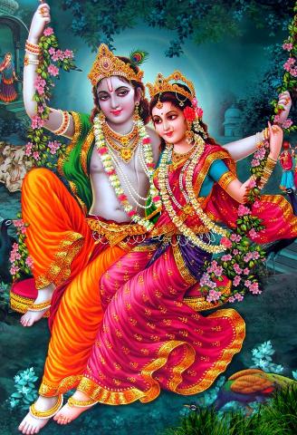 Radha Enjoying With Krishna On Swing In Garden Creazilla