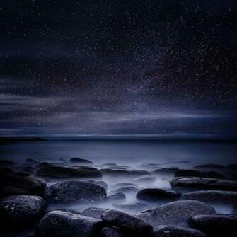 Night Ocean Stars Coast Oceans Wallpaper