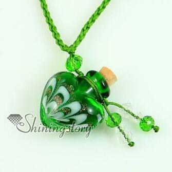 Murano Glass Pendant Perfume Bottle Necklace Fashion Heart Bead