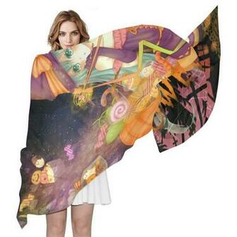 Unique Anime Halloween Wallpaper Sheer Scarves Shawl Wrap Outdoor