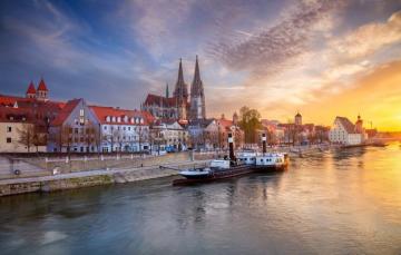 Wallpaper The Sky Sunset River Building Home Germany Bayern