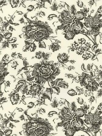 Black Rose Toile Wallpaper Traditional