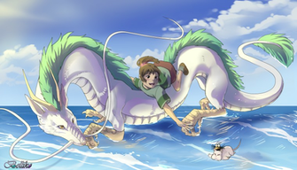 Dragon Ogino Chihiro Spirited Away Water Watermark Animeflow