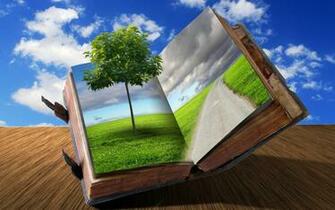 3d Books Dream Imagination Nature Landscapes Sky Clouds Mood Wallpaper