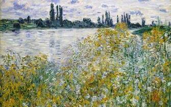 Flowers Rivers Claude Monet Impressionism Wallpaper