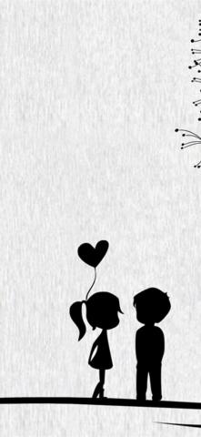 Love Cute Cartoon Little Couple iPhone Wallpaper