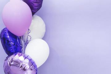 Purple Balloons On The Left Side Photo Happy BirtHDay