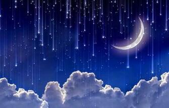 Moon Light And Stars Night Background With Trees Nature Art Image