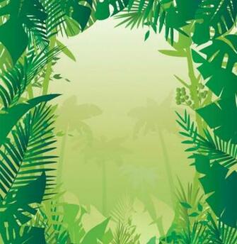 Palm Trees Jungle Background Cute Cutout Animals Vector