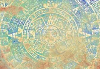 Ancient Mayan Calendar Abstract Color Background Painting By