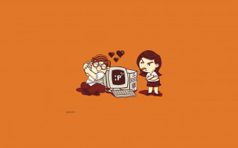 Sleep Humor Artwork Minimalism Simple Computer Love Orange Geek Wallpaper