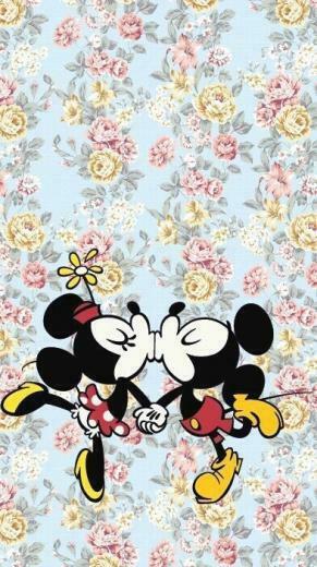 Mickey And Minnie Disney Vintage Floral Flowers Cute