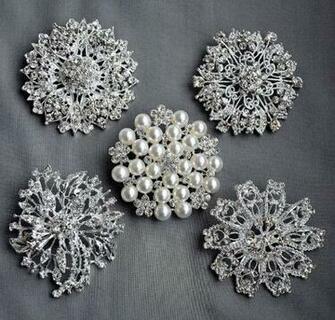 Rhinestone Brooch Embellishment X Large Pearl Crystal Hair Comb Clip