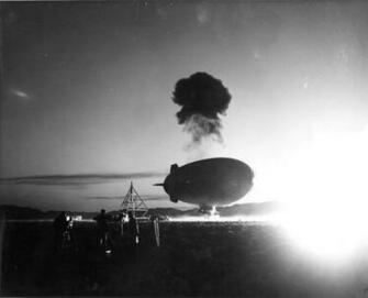 Nuclear Test At Nevada Site With A Navy Barrage Balloon