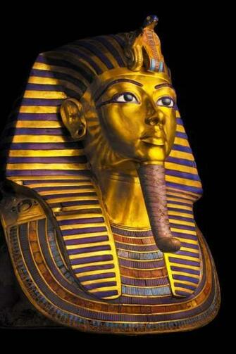 Egypt Cairo Museum Pharaoh Tutankhamun Mask Black Background