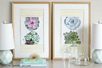 Sarah M Dorsey Designs Grasscloth Mat Succulent Prints Walls