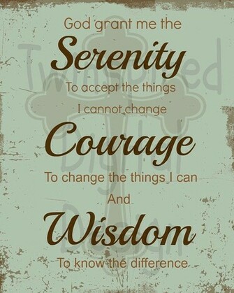 Serenity Prayer With Faint Cross Background By Twinspireddigital