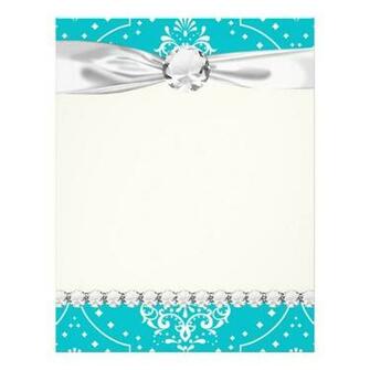 Turquoise And White Henna Style Damask Flyers
