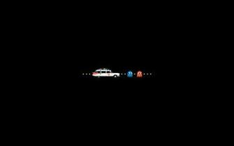 Ghostbuster Van Chasing Pac Man Ghosts Wallpaper