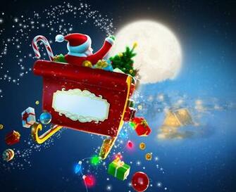 New Year Merry Christmas Toy Snow Full Moon Santa S Sleigh