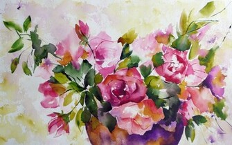 Flowers Watercolor Oil Painting Wallpaper